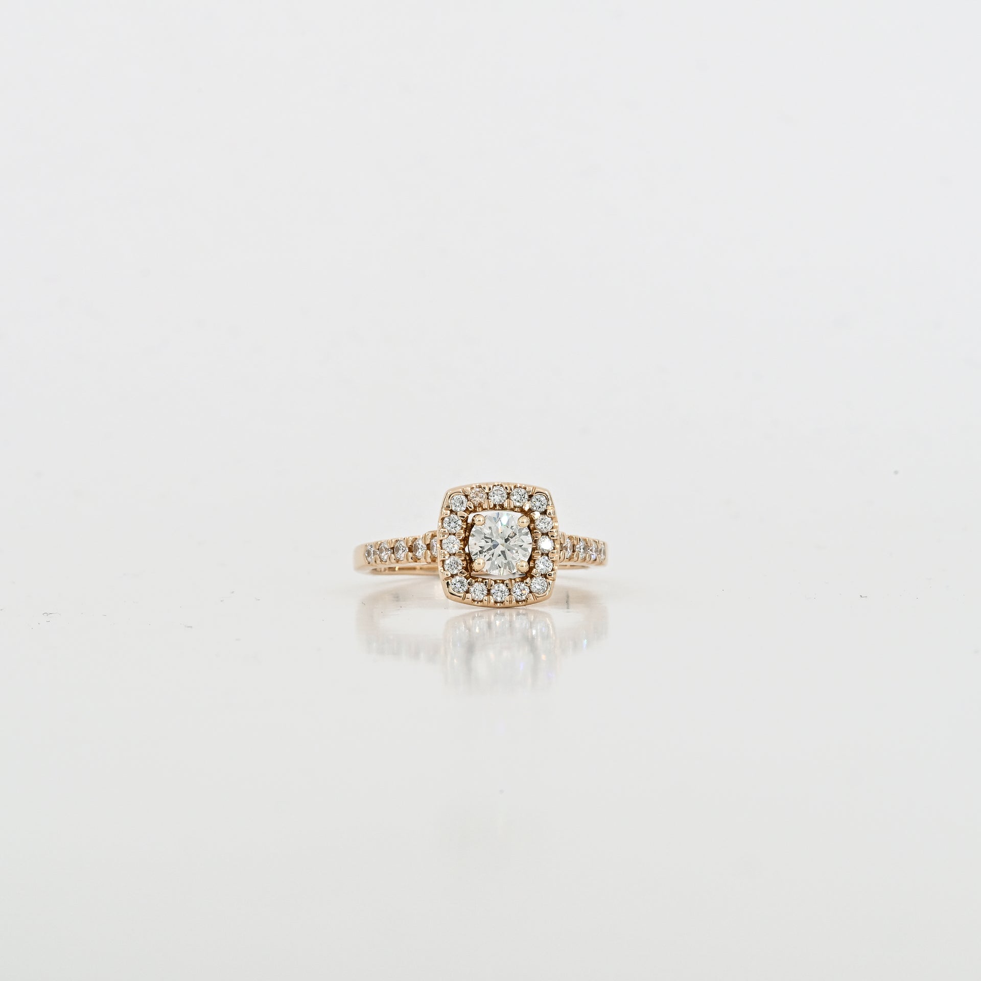 0.52 CT Round Natural Diamond Ring in 14K Yellow Gold