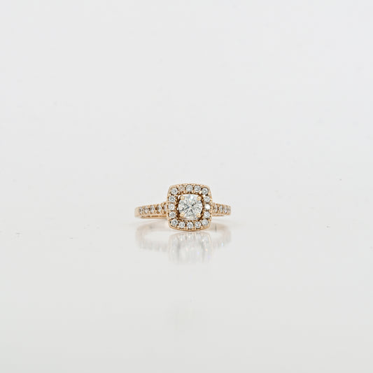 0.52 CT Round Natural Diamond Ring in 14K Yellow Gold