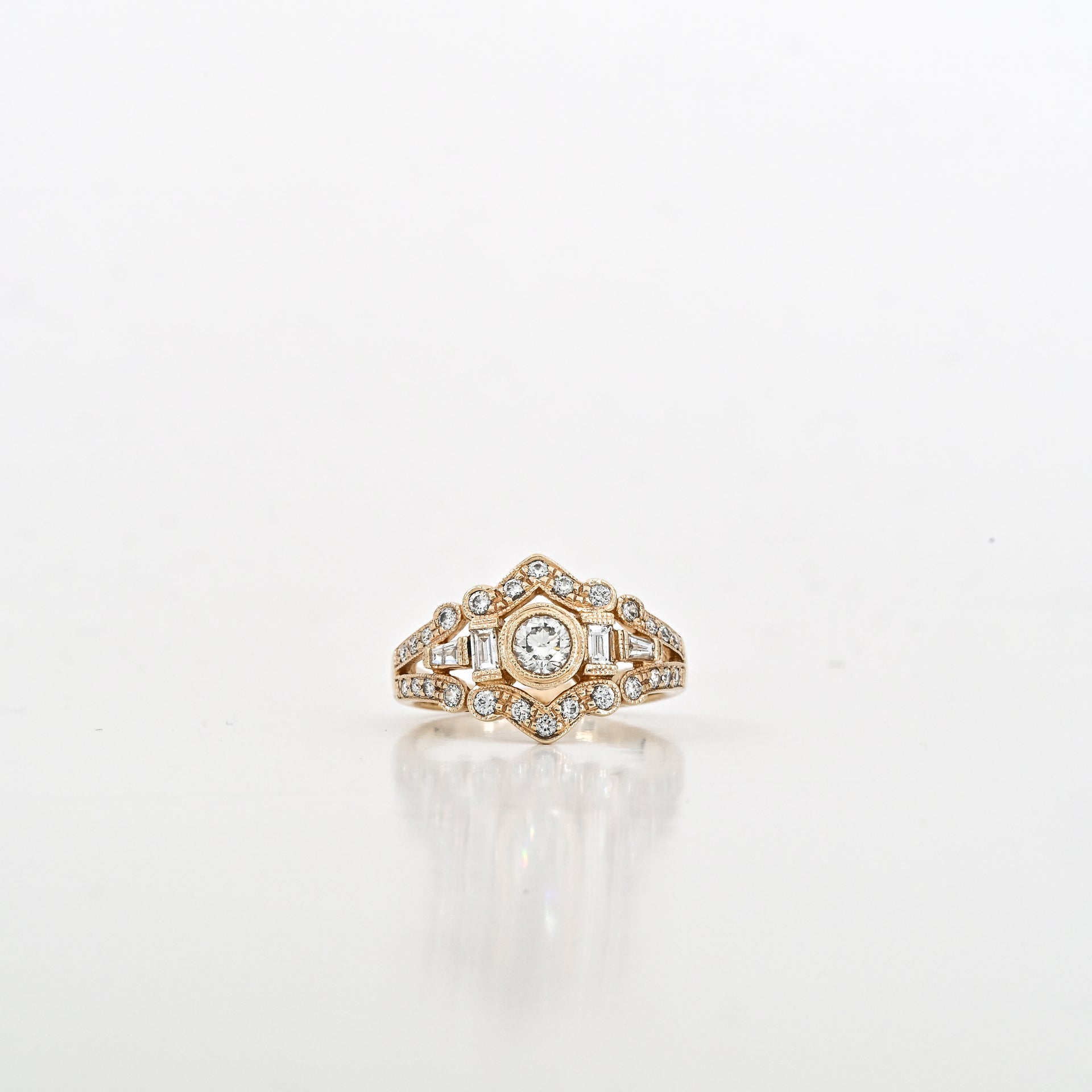 0.24 CT Center Diamond Ring in 14K Yellow Gold