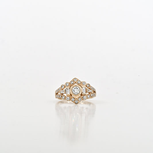 0.24 CT Center Diamond Ring in 14K Yellow Gold