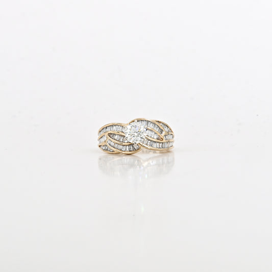 0.72 CT Center Diamond Ring in 14K Yellow Gold