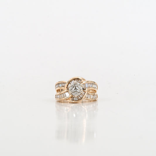 0.35 CT Diamond Cluster Center Ring in 14K Yellow Gold