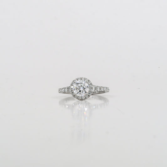 1.49 CTW Diamond Halo Ring in 18K Gold