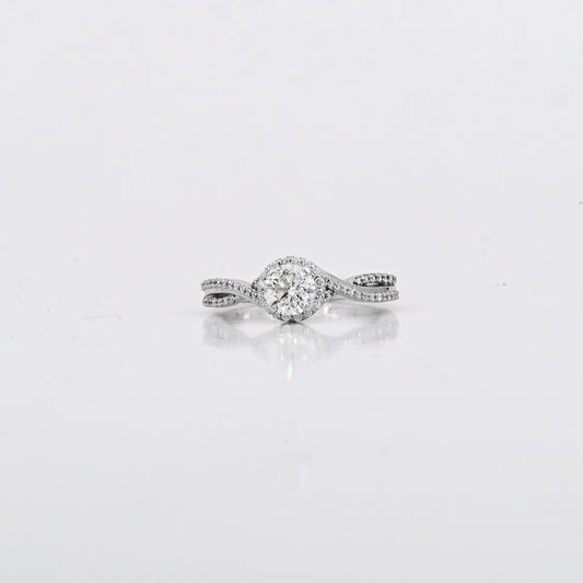 0.72 CT Round Diamond Ring in 14K White Gold – Size 6.5