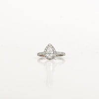 0.71 CT Pear Natural Diamond Ring in 14K White Gold