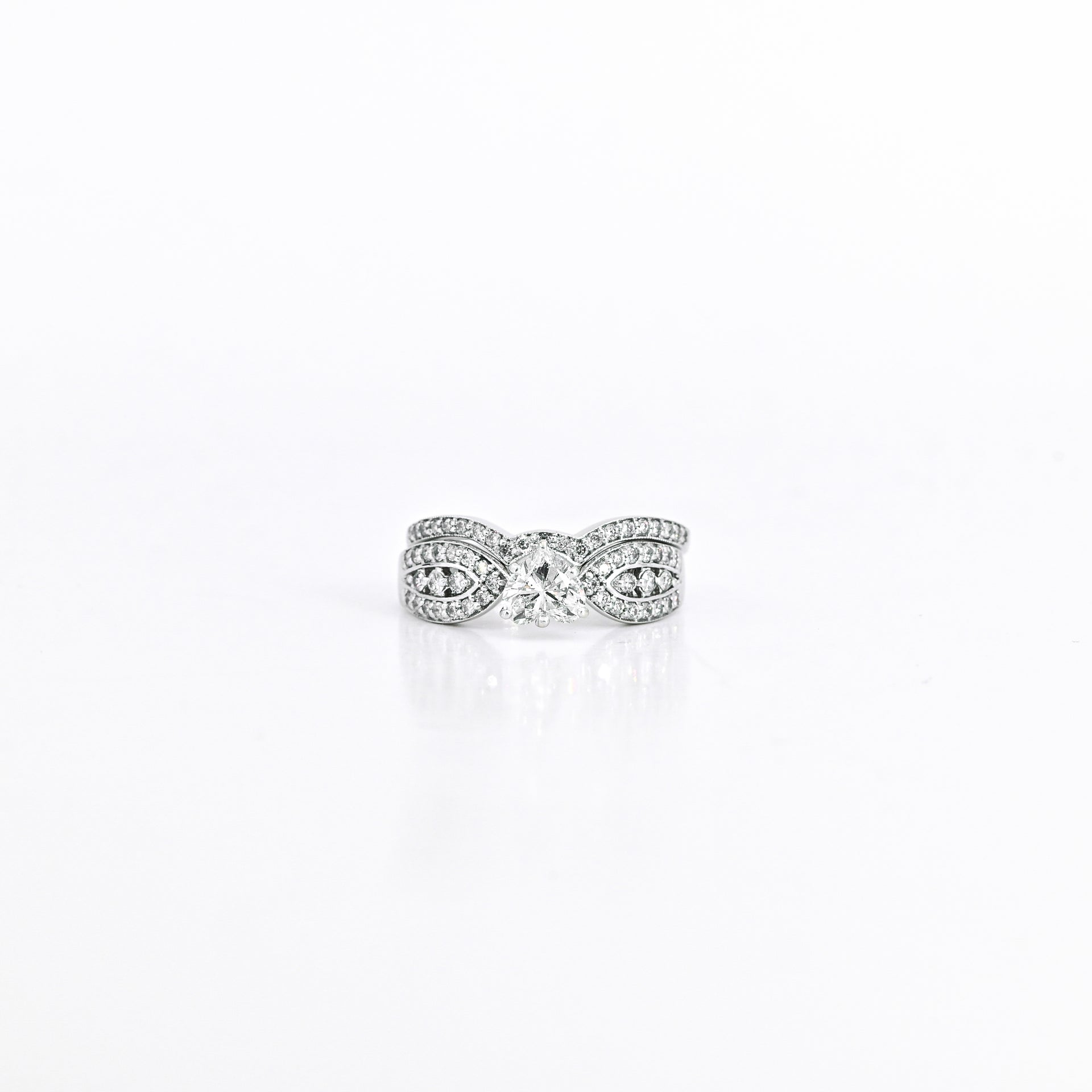 0.70 CT Heart Natural Diamond Ring in 14K White Gold