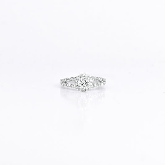 0.51 CT Round Center Diamond Ring in 14K White Gold