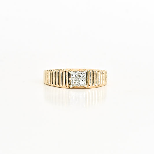4 Princess-Cut Invisible-Set Diamond Ring in 10K Yellow Gold