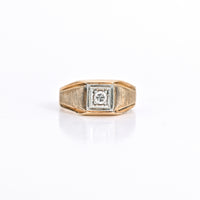 Men’s Round Center Diamond Ring in 10K Yellow Gold