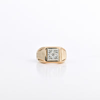 Men’s 0.01 CT Square Cluster Diamond Ring in 10K Yellow Gold