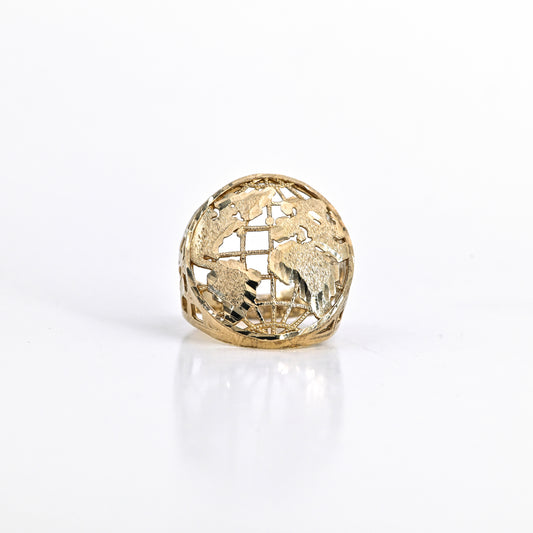 10K Yellow Gold Diamond-Cut Globe Ring – 5.37g Size 8