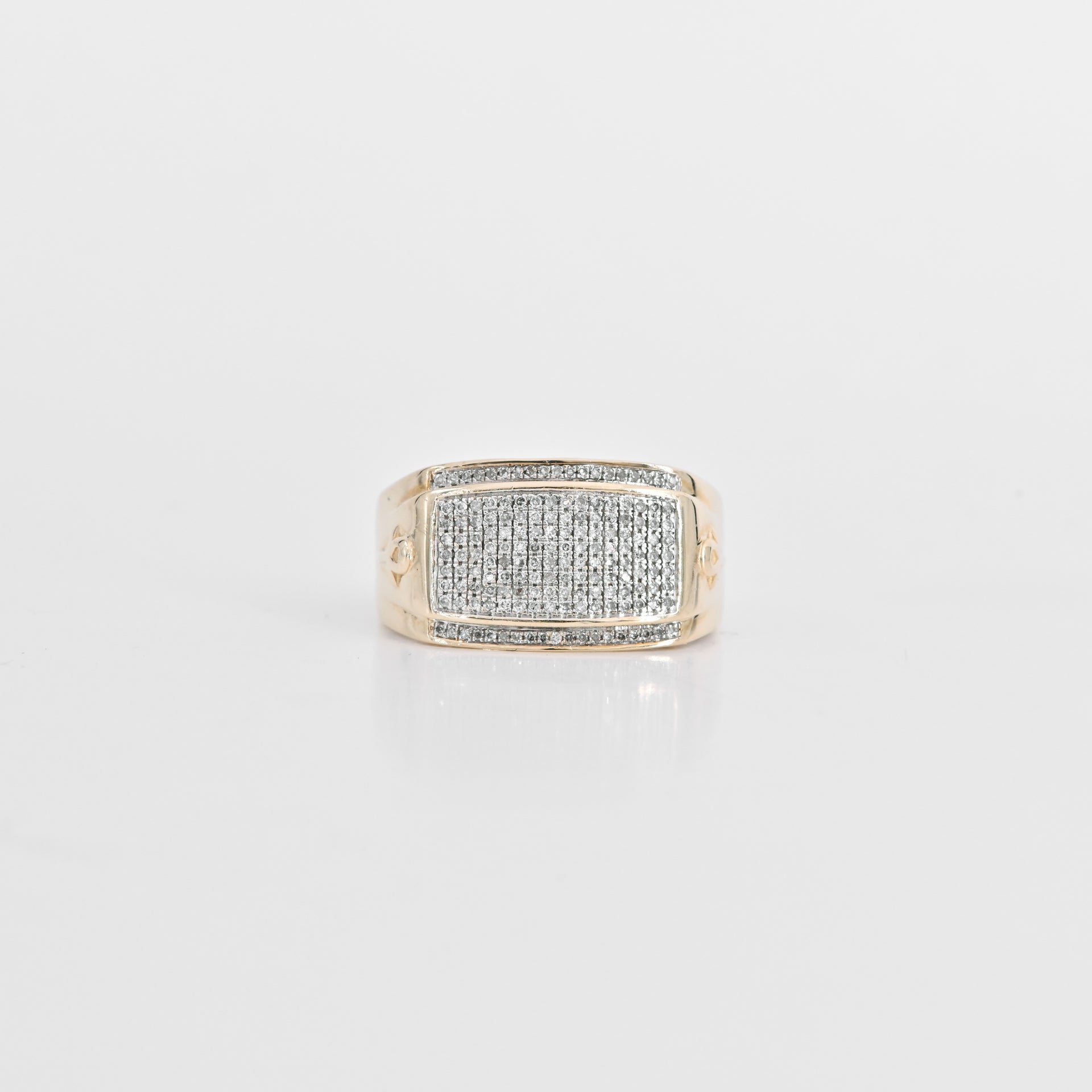 0.50 CTW Micropavé Diamond Rectangle Ring in 10K Yellow Gold