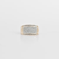 0.50 CTW Micropavé Diamond Rectangle Ring in 10K Yellow Gold