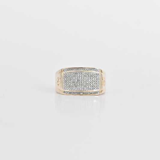 0.50 CTW Micropavé Diamond Rectangle Ring in 10K Yellow Gold