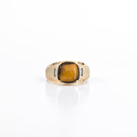 10x10mm Tiger’s Eye Cabochon Ring in 10K Yellow Gold