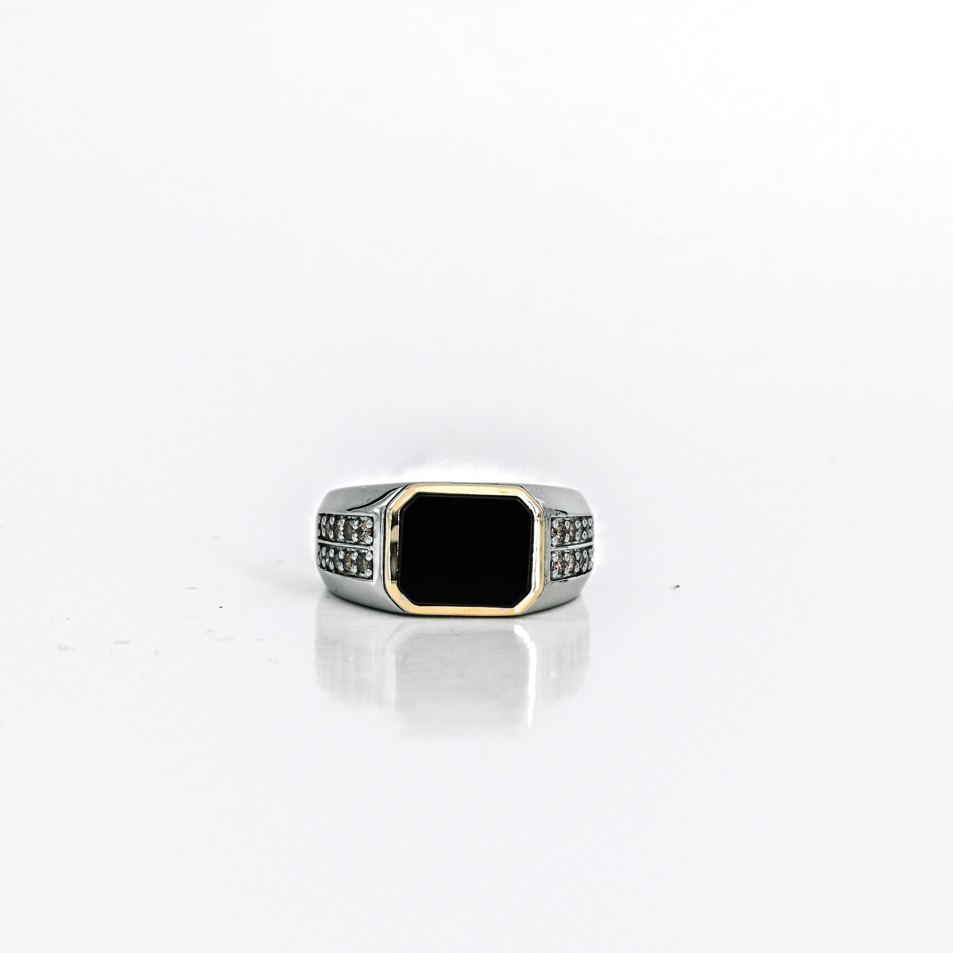 1.31 CT Natural Black Onyx Ring in 14K Yellow Gold