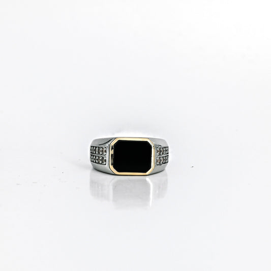 1.31 CT Natural Black Onyx Ring in 14K Yellow Gold