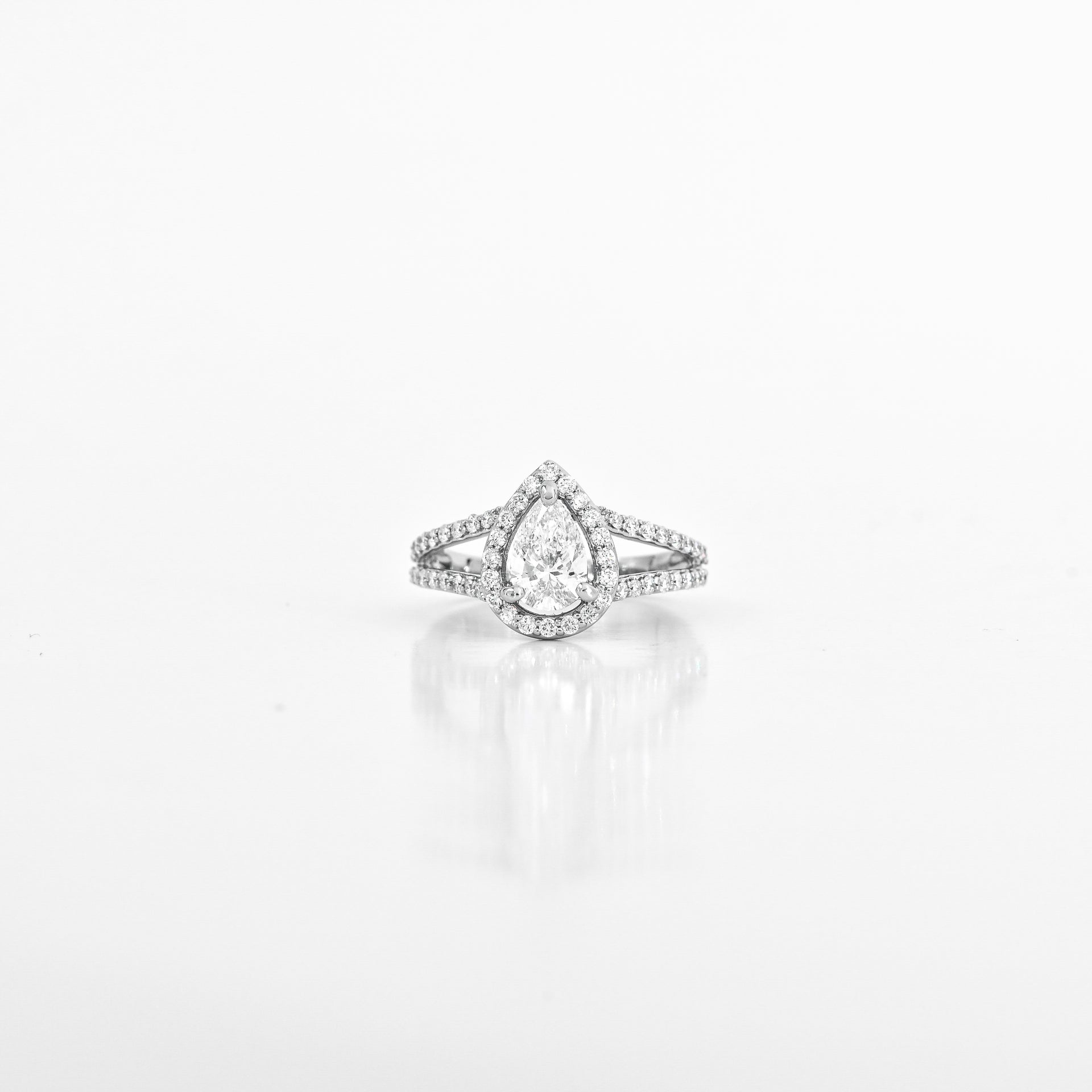 1.02 CT Pear-Shaped Lab-Grown Diamond Ring in 14K White Gold
