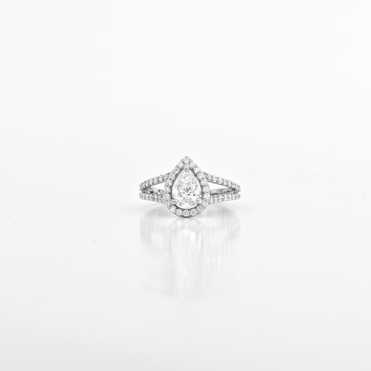 1.02 CT Pear-Shaped Lab-Grown Diamond Ring in 14K White Gold