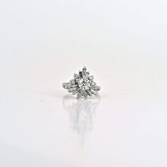 1.19 CTW Natural Diamond Ring in 18K White Gold – 0.56 CT SI1 Center
