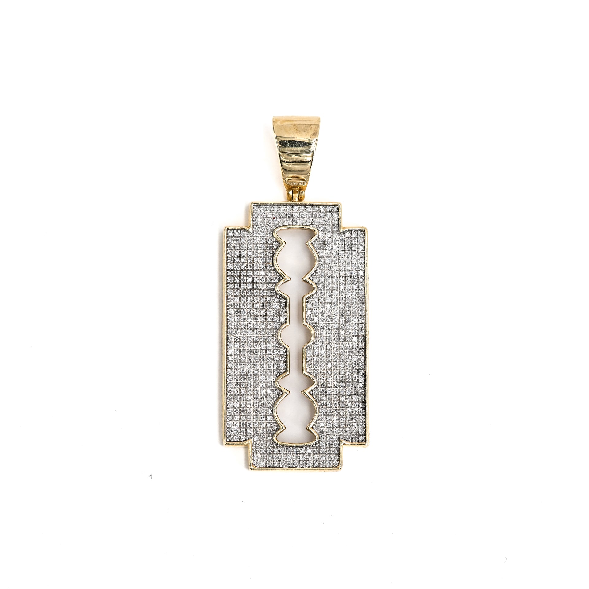 2-Tone Micro-Prong Razor Pendant in 10K Yellow Gold