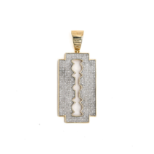 2-Tone Micro-Prong Razor Pendant in 10K Yellow Gold