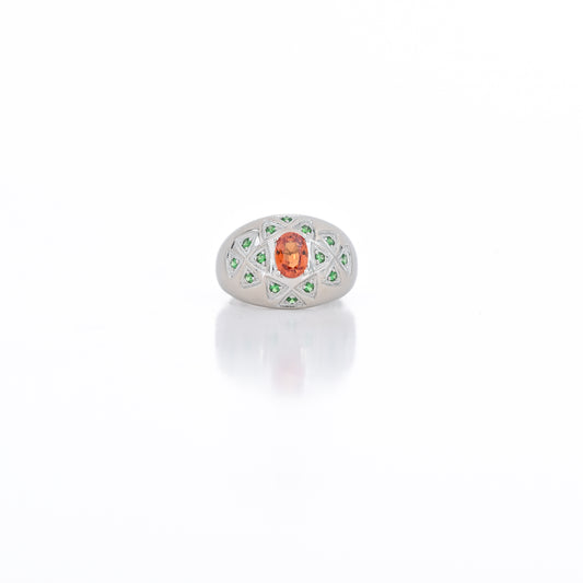 1.00 CT Natural Spessartine Garnet Ring