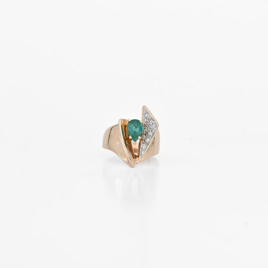 0.77 CT Natural Emerald Ring in 14K Yellow Gold