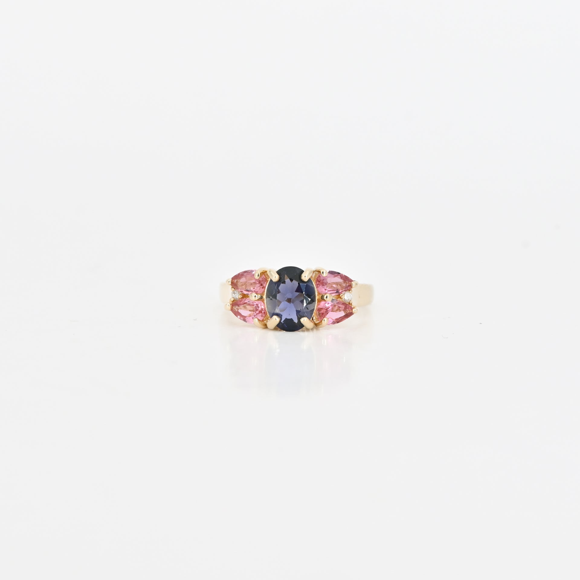 0.94 CT Natural Iolite Ring in 14K Yellow Gold