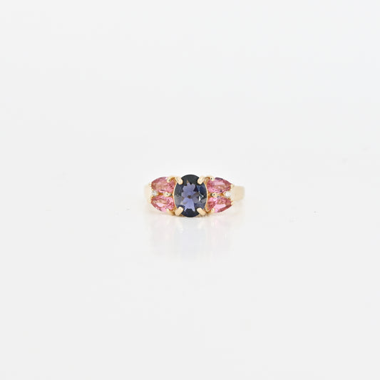 0.94 CT Natural Iolite Ring in 14K Yellow Gold