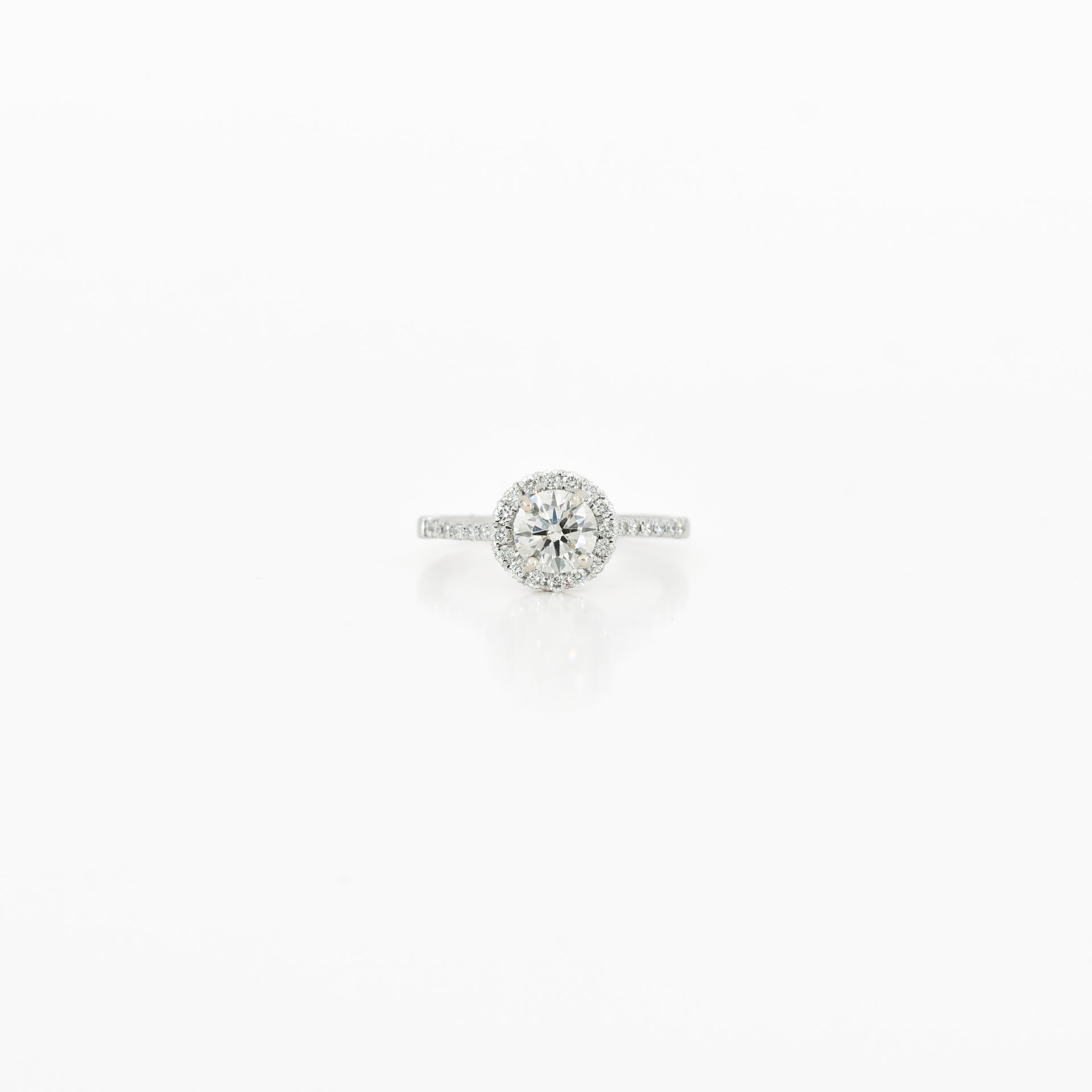 1.42 CTW Diamond Halo Ring in 14K White Gold