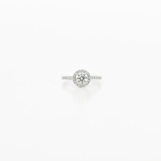 1.42 CTW Diamond Halo Ring in 14K White Gold