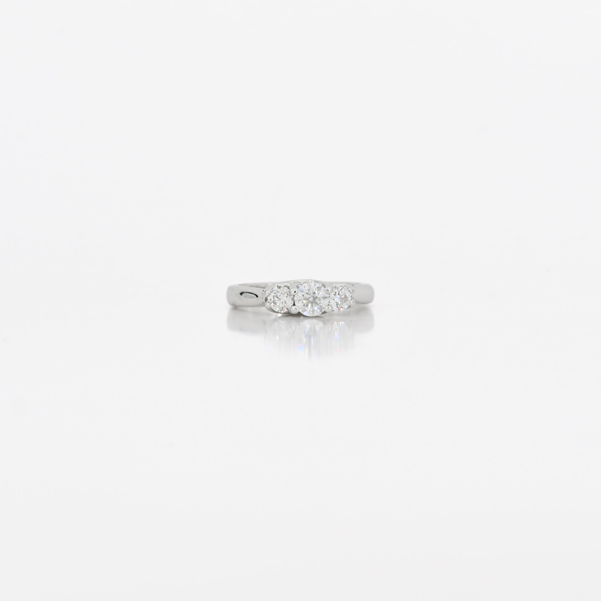 0.88 CTW Natural Diamond Three-Stone Ring in 14K White Gold