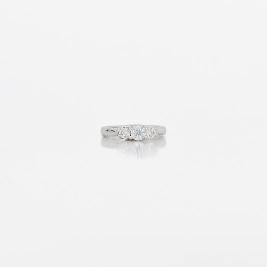 0.88 CTW Natural Diamond Three-Stone Ring in 14K White Gold