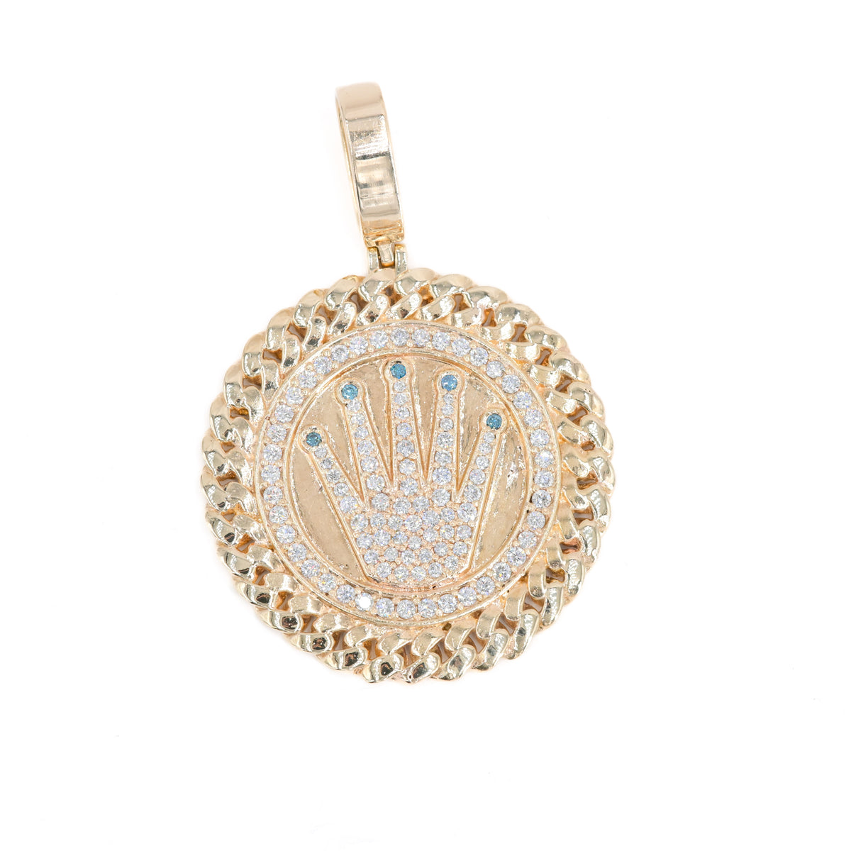 0.775 CTW Diamond Rolex-Style Logo Pendant in 10K Yellow Gold