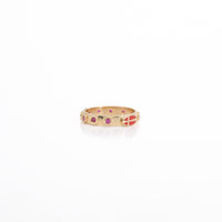 3.00 CTW Natural Ruby Eternity-Style Ring in 18K Yellow Gold