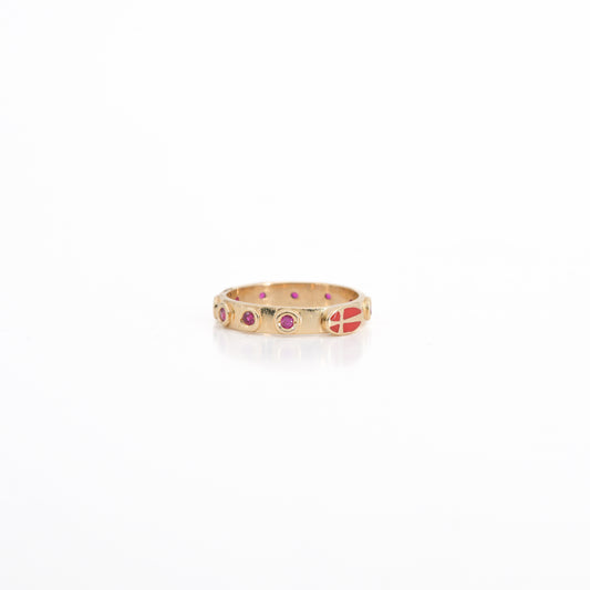 3.00 CTW Natural Ruby Eternity-Style Ring in 18K Yellow Gold