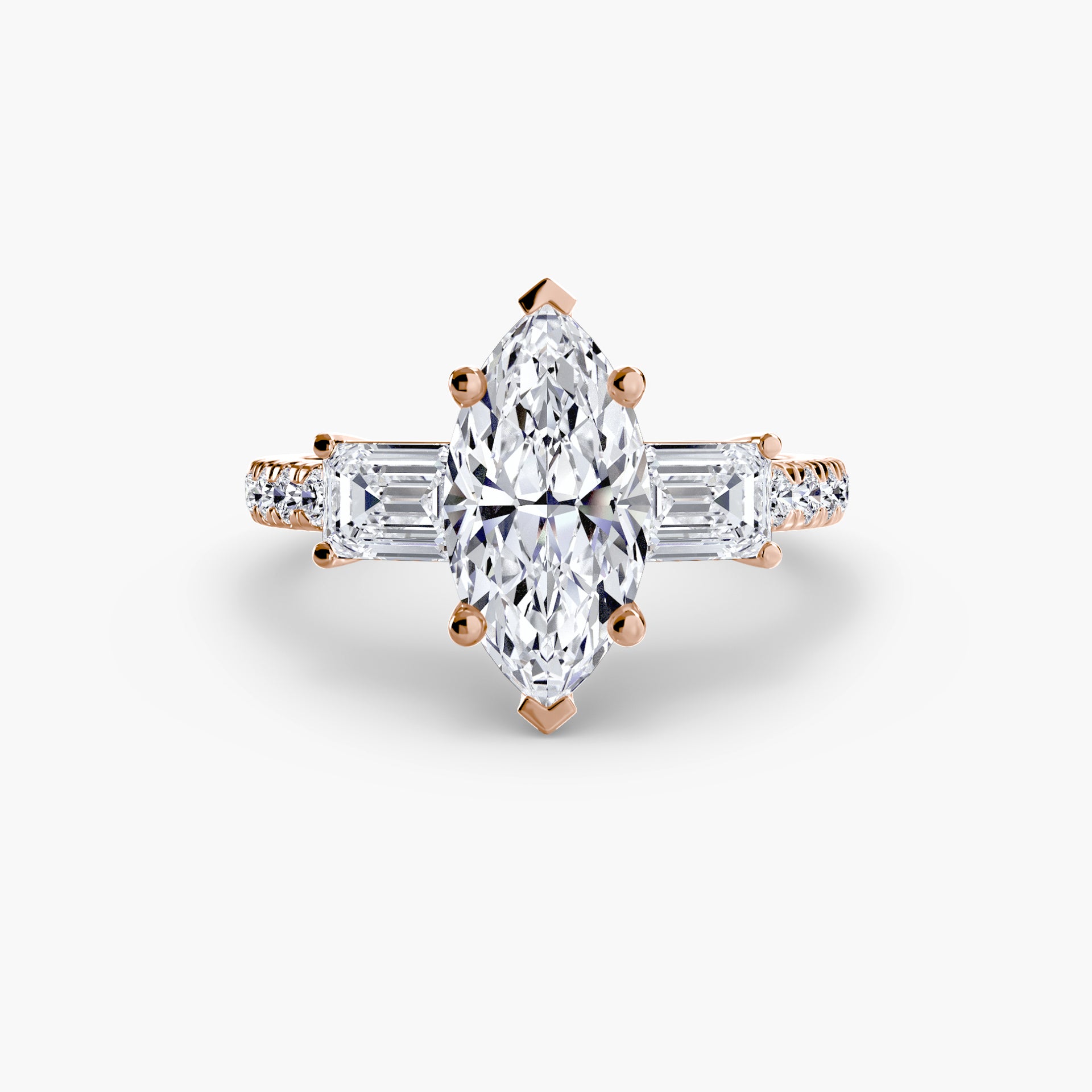 Three-Stone Ring with Pavé Band 4