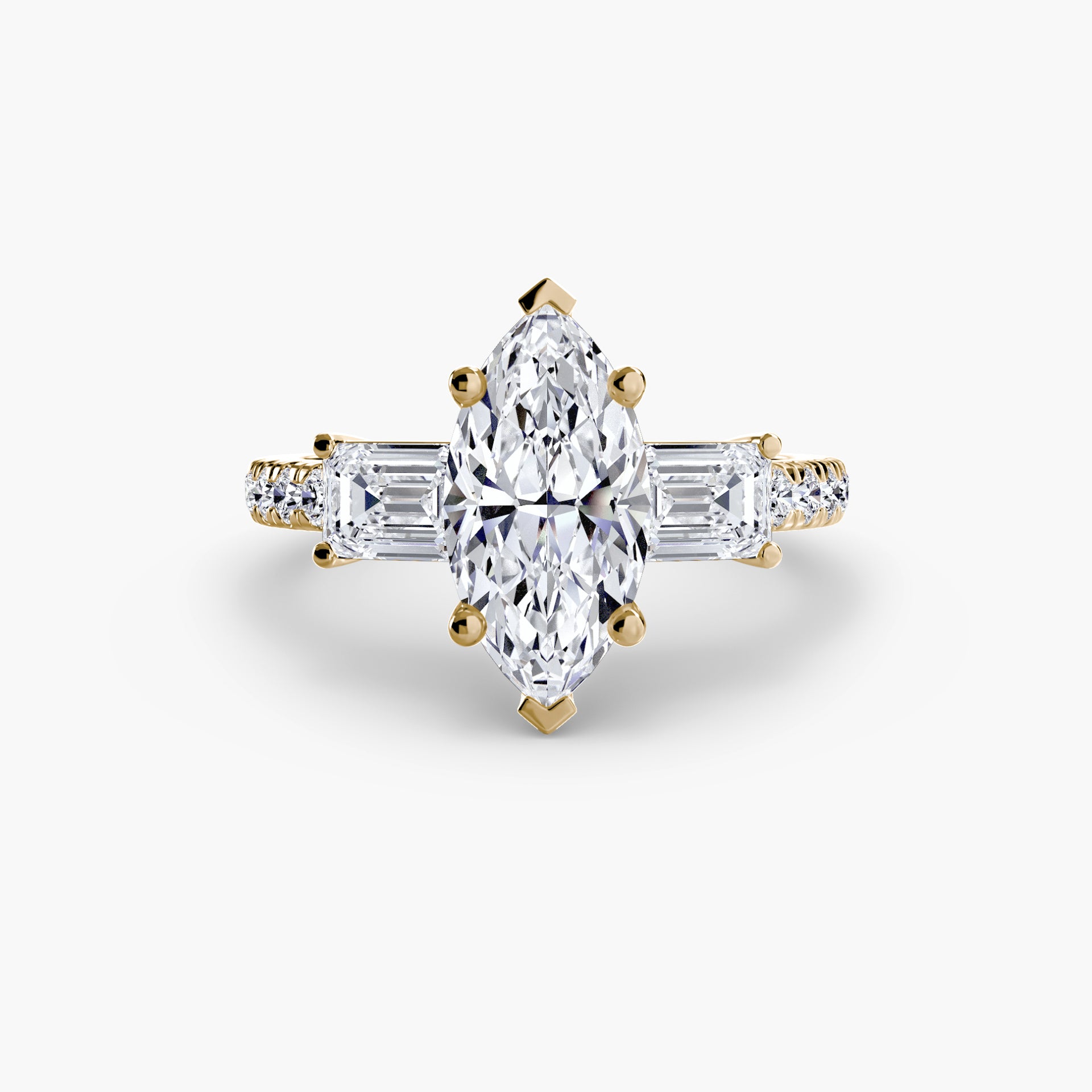 Three-Stone Ring with Pavé Band 4