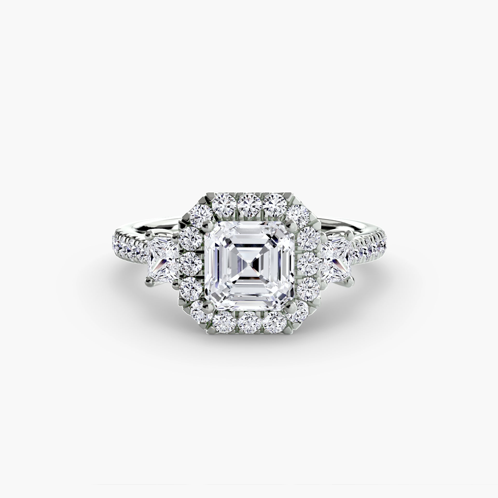Three-Stone Ring with Halo 2