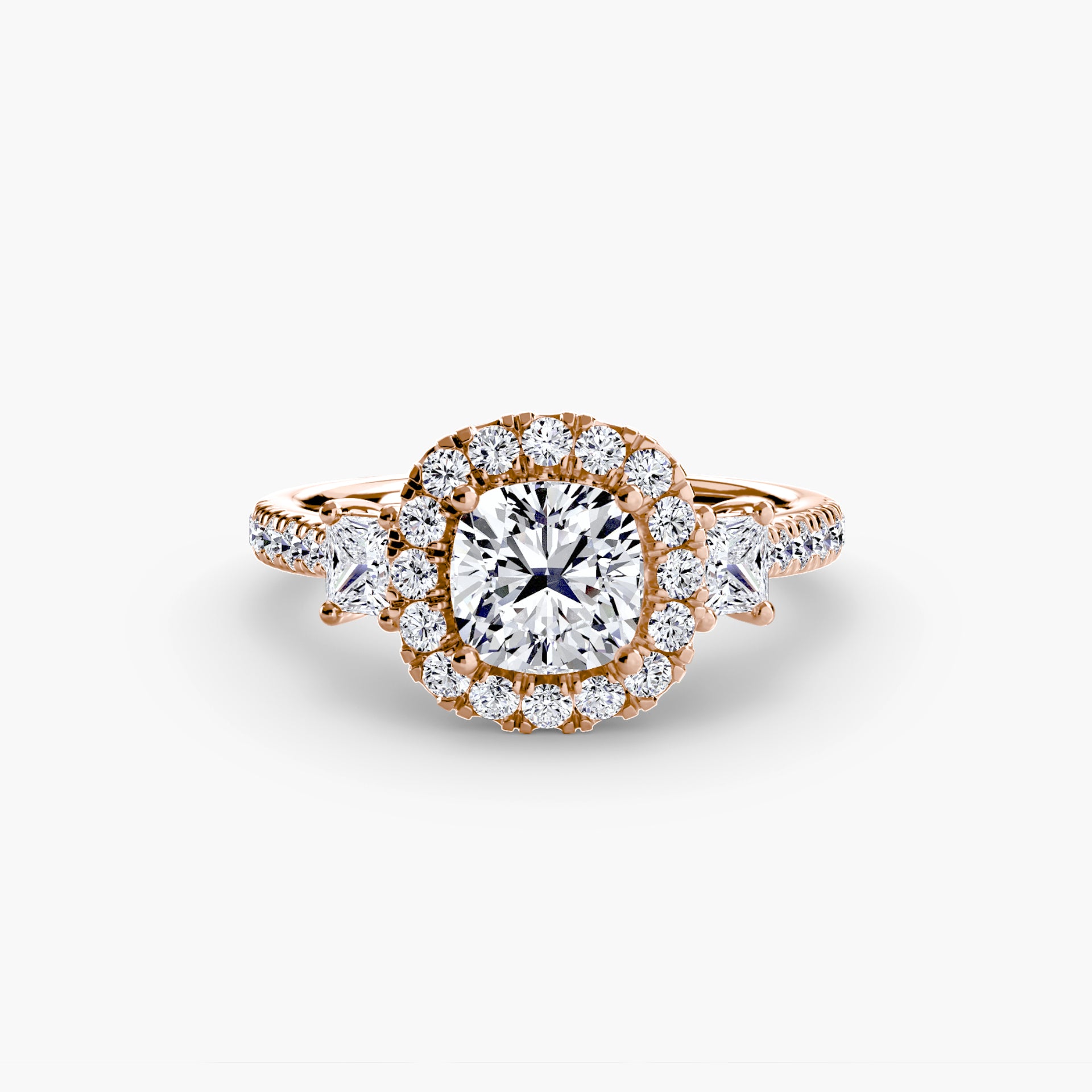 Three-Stone Ring with Halo 2