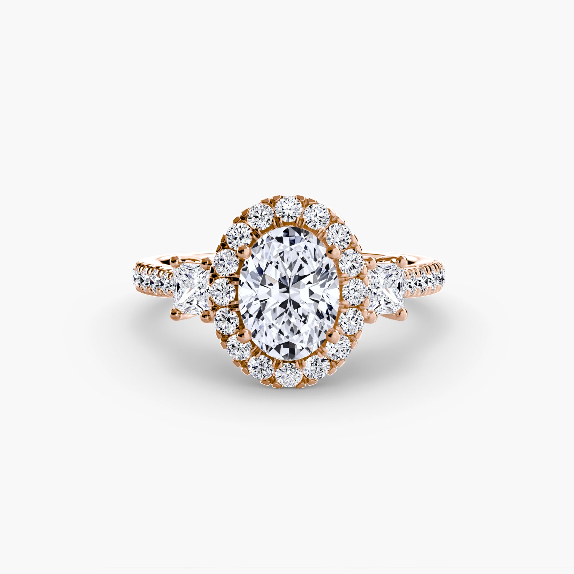 Three-Stone Ring with Halo 2