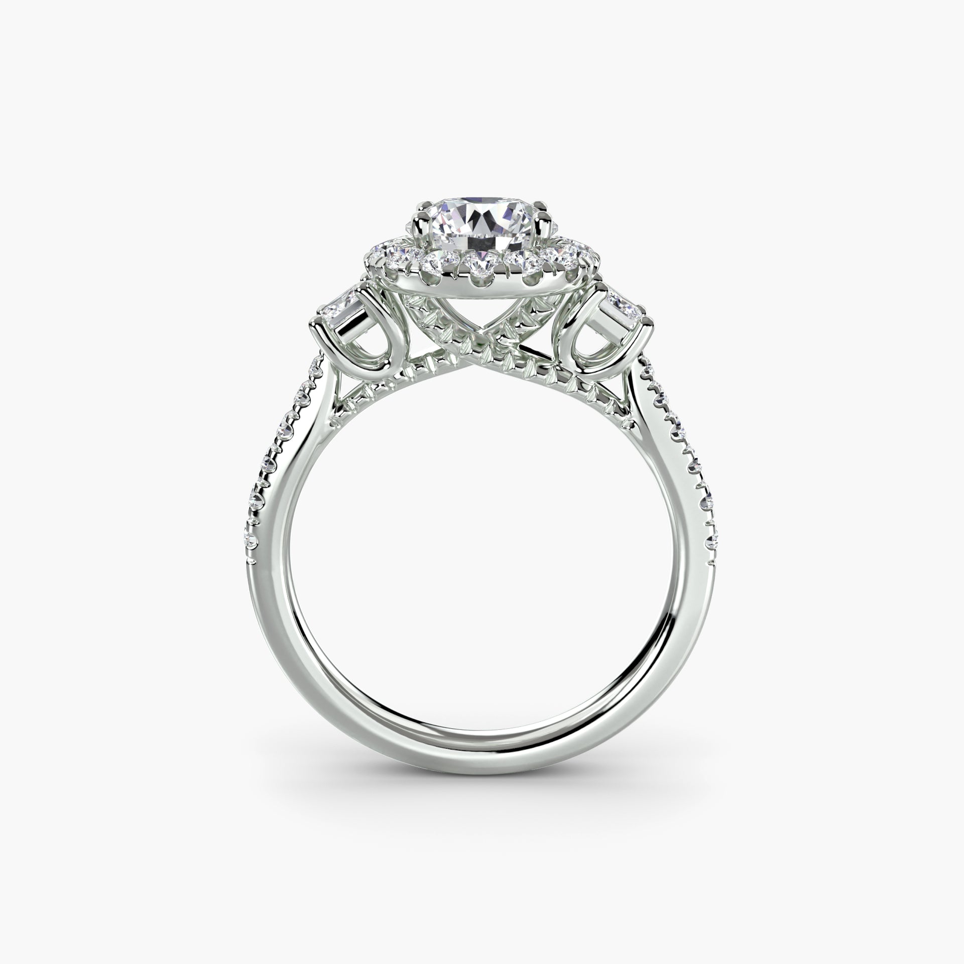 Three-Stone Ring with Halo 2