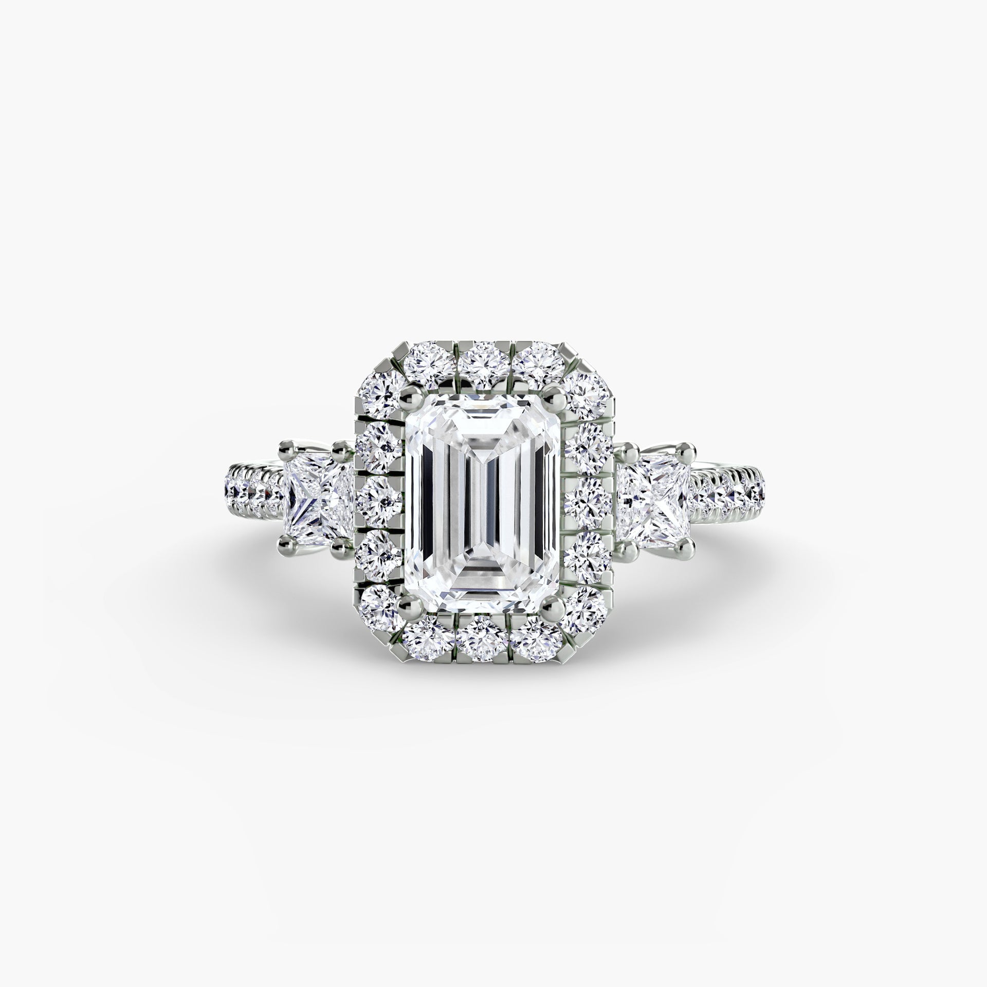 Three-Stone Ring with Halo 2