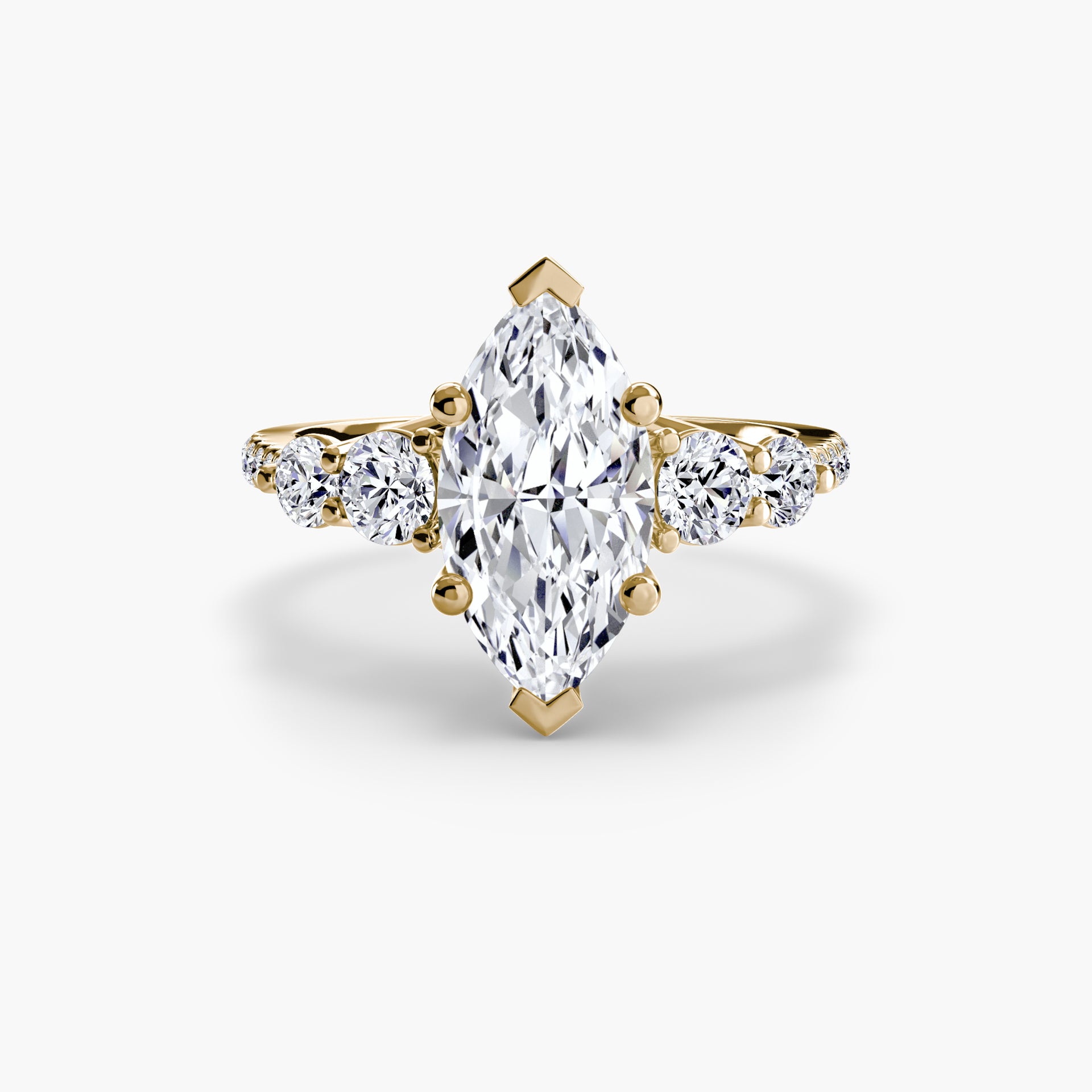 Five Stone Ring with Pavé Band