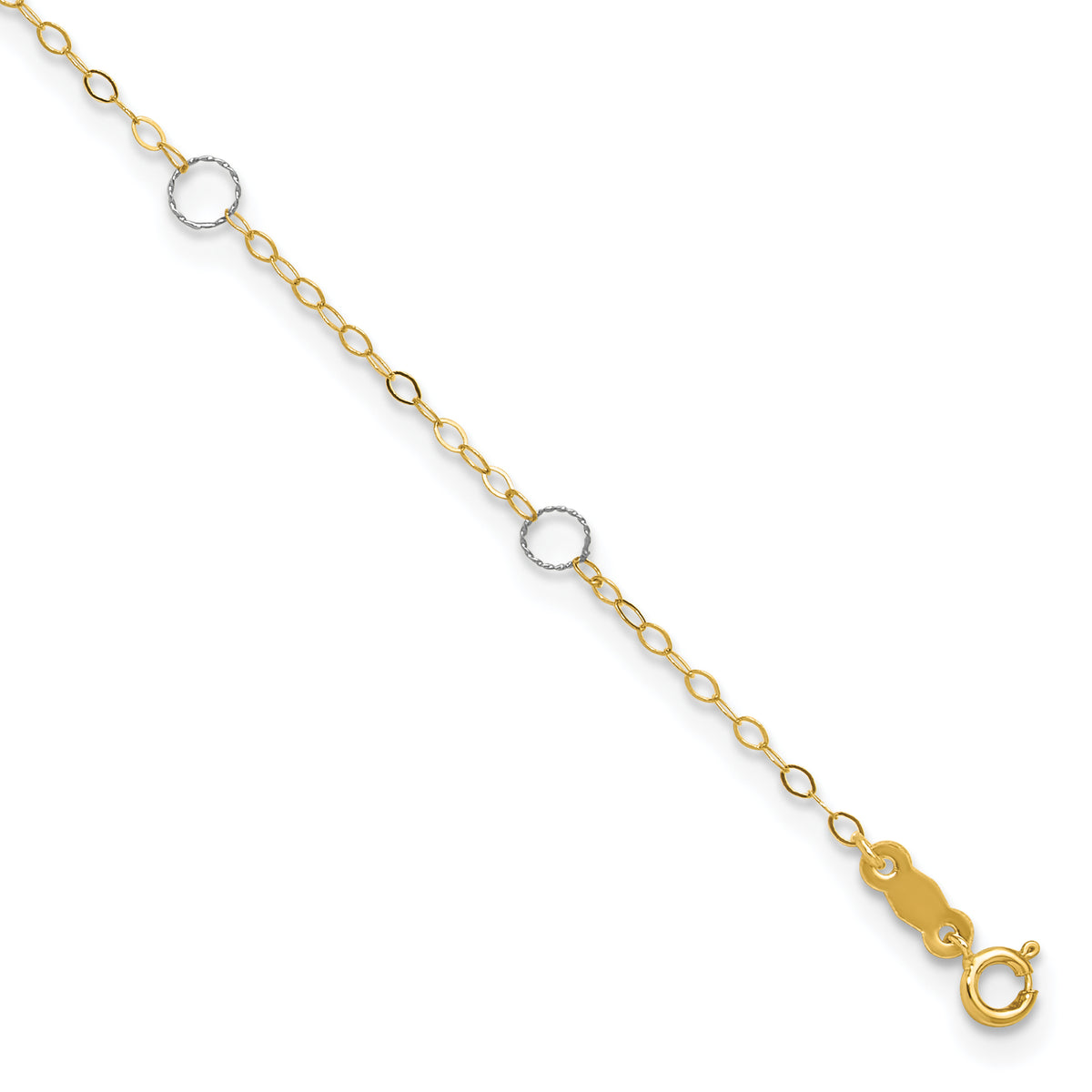 14k Two-Tone Circle 9in Plus 1in ext  Anklet