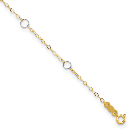 14k Two-Tone Circle 9in Plus 1in ext  Anklet