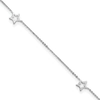 14K White Gold Adjustable Star 9in Plus 1in ext. Anklet