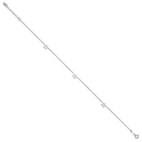 14K White Gold Adjustable Star 9in Plus 1in ext. Anklet