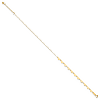14K Oval Link Chain with Hearts 10in Plus 1in Ext Anklet
